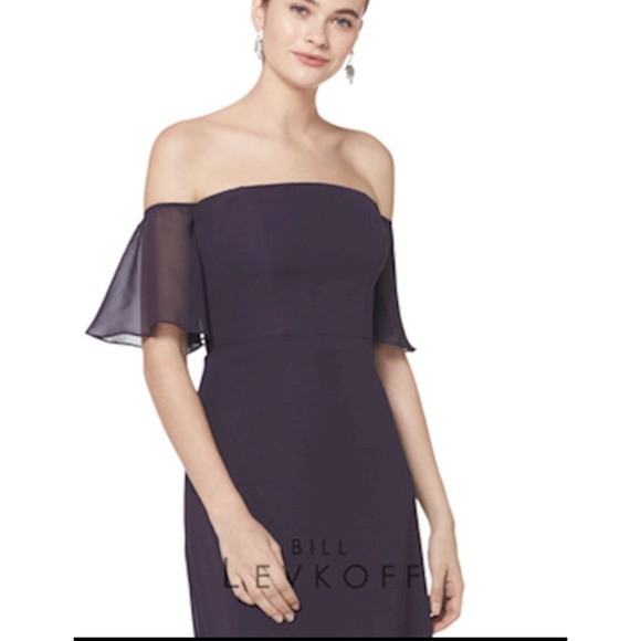 BILL LEVKOFF 1603 Bridesmaid Gown Dress Chiffon Navy Blue 10 NWT - Picture 3 of 5